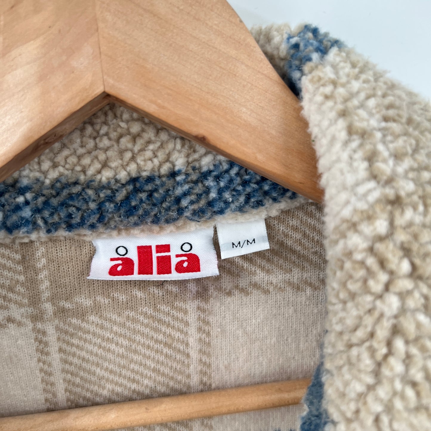 Vintage Alia Teddy Fleece Plaid Shirt Jacket