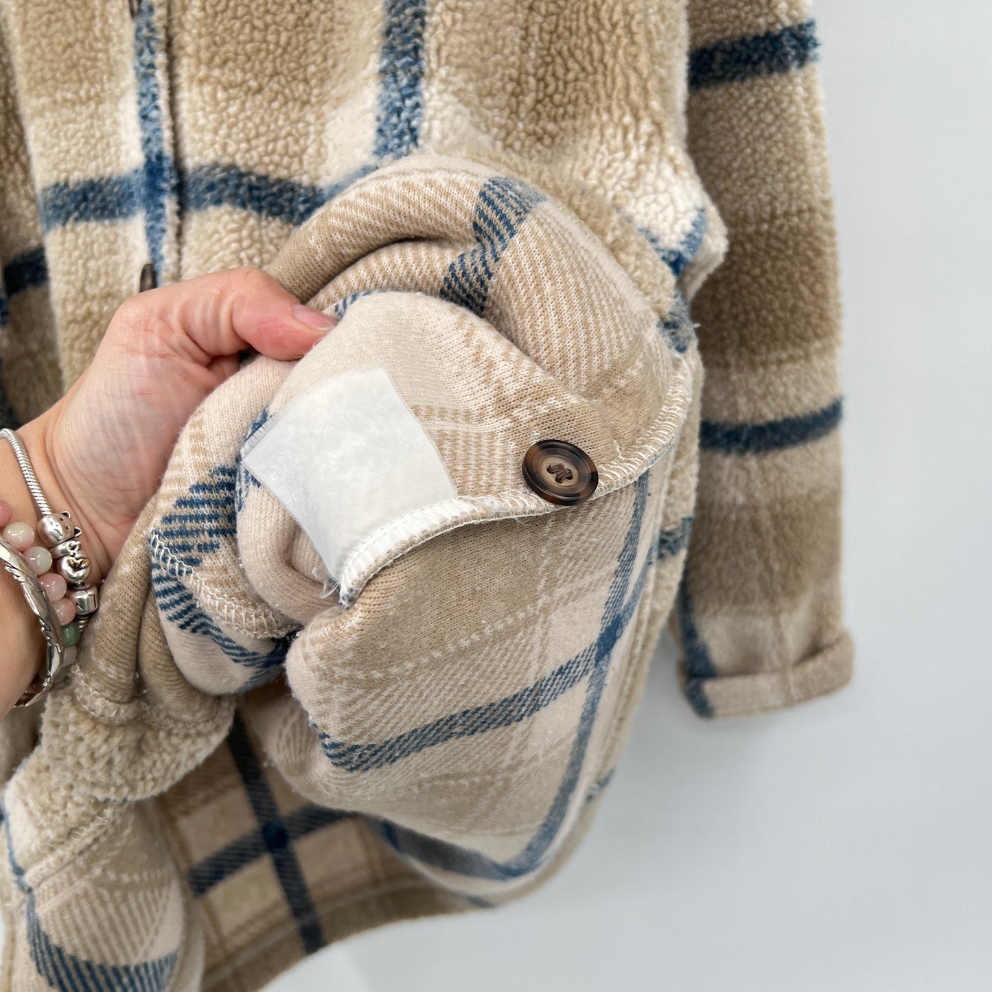 Vintage Alia Teddy Fleece Plaid Shirt Jacket