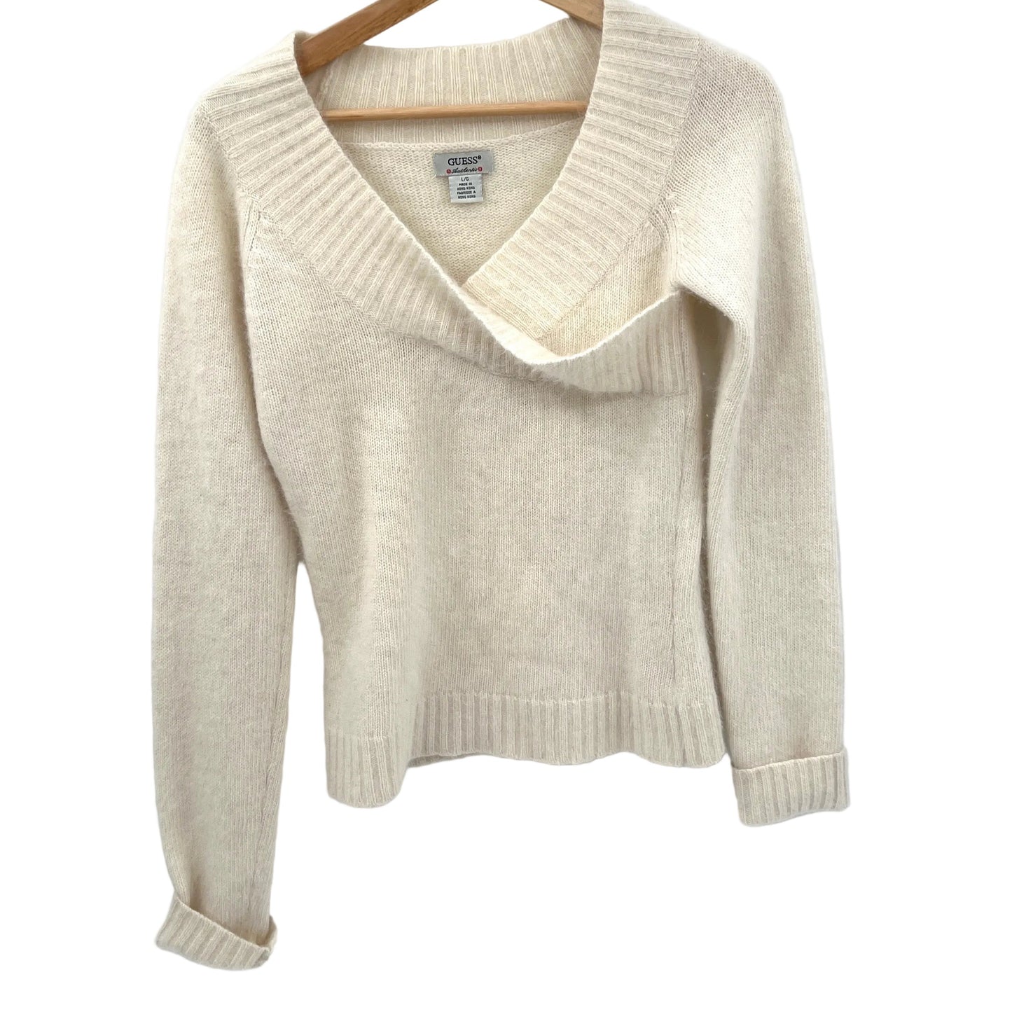 Y2K Guess Angora Blend V-neck Fitted Sweater