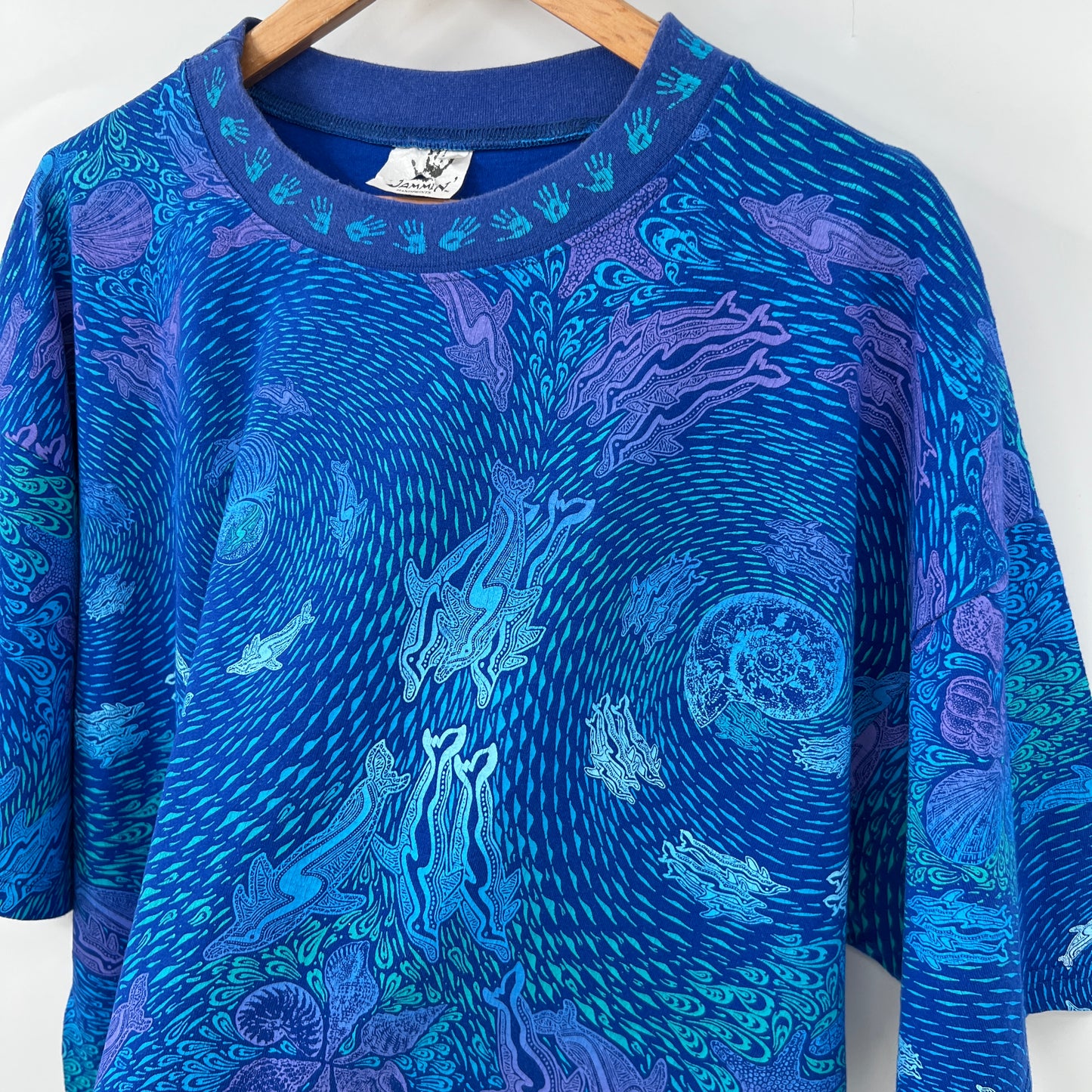 Vintage Jammin Handprint Ocean Life Theme  T-shirt