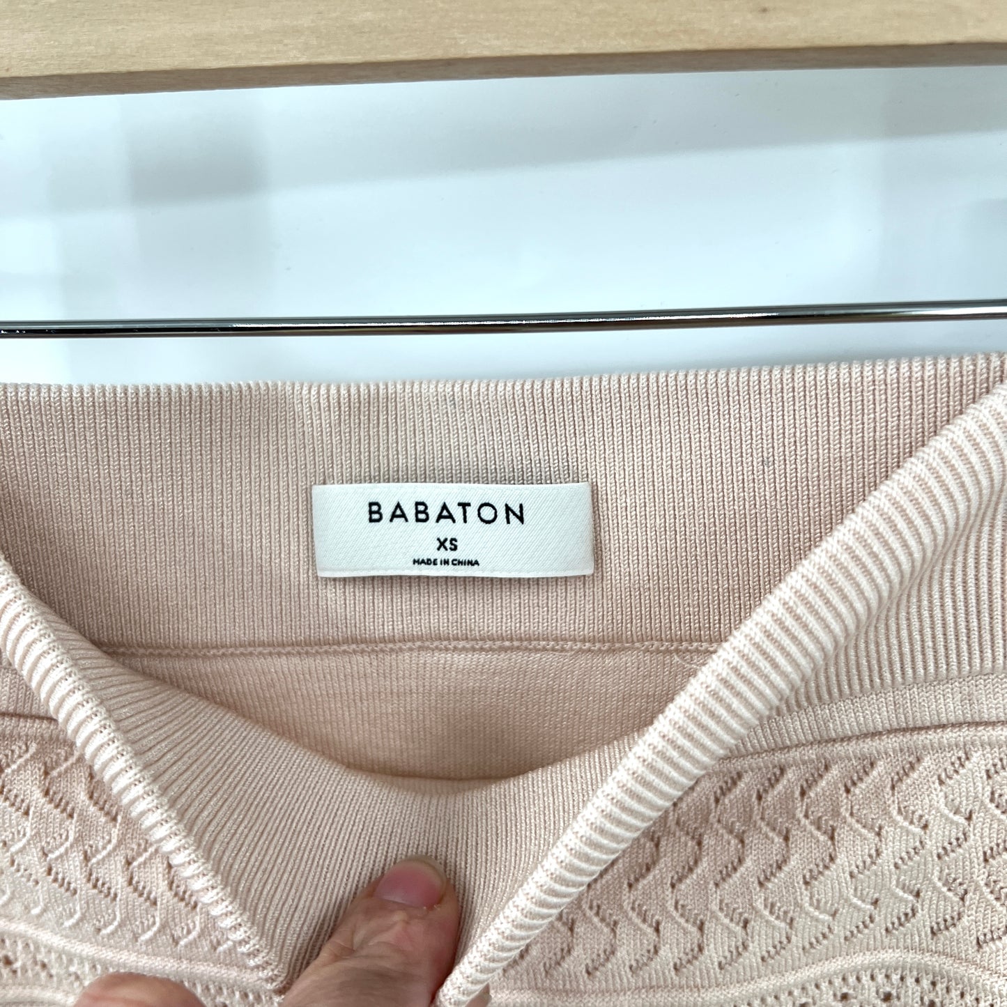 Babaton Knitted Beige Pencil Skirt