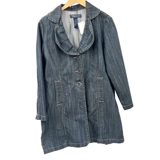 Bacinni Light Denim Ruffle Collar Coat