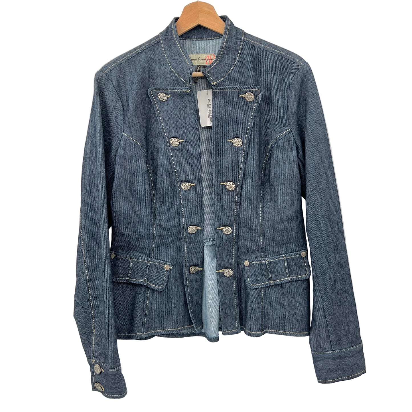 NWT Boom Boom Denim Blazer Ruffle Jacket