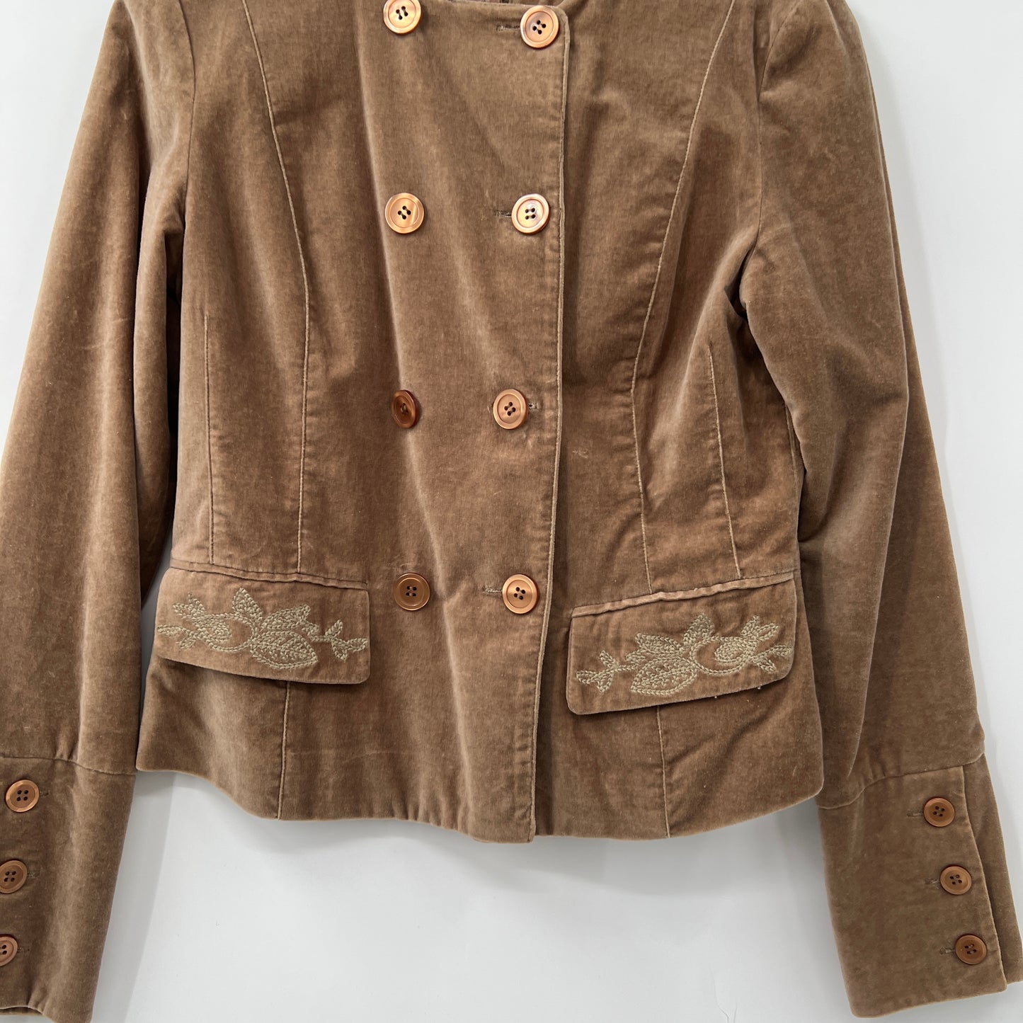 Planet Velour Embroidered Fitted Blazer Jacket