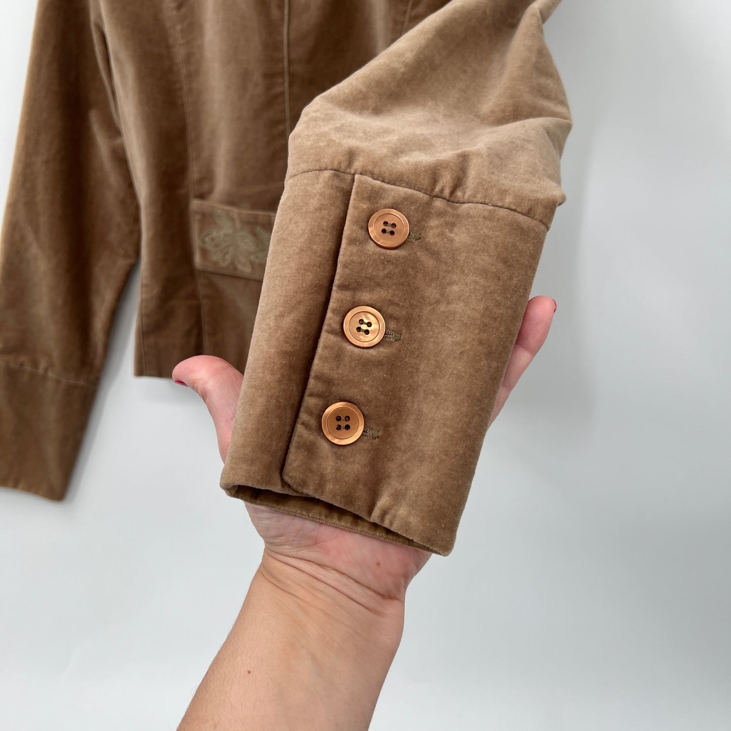 Planet Velour Embroidered Fitted Blazer Jacket