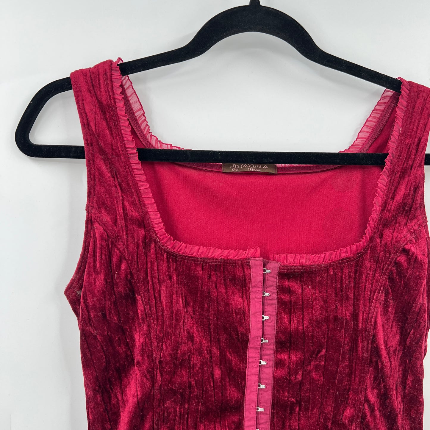 Sakura Velour Corset Like Tank Top