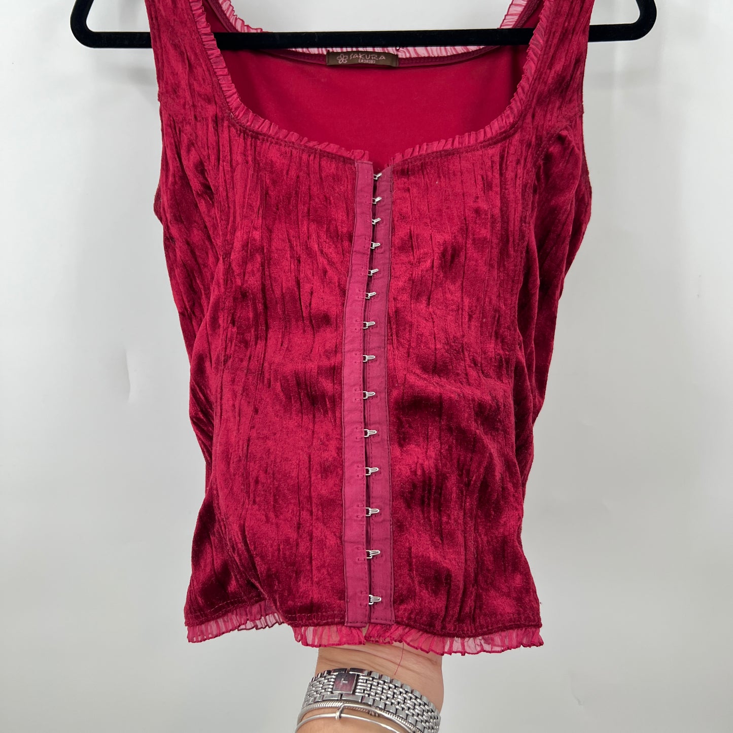 Sakura Velour Corset Like Tank Top