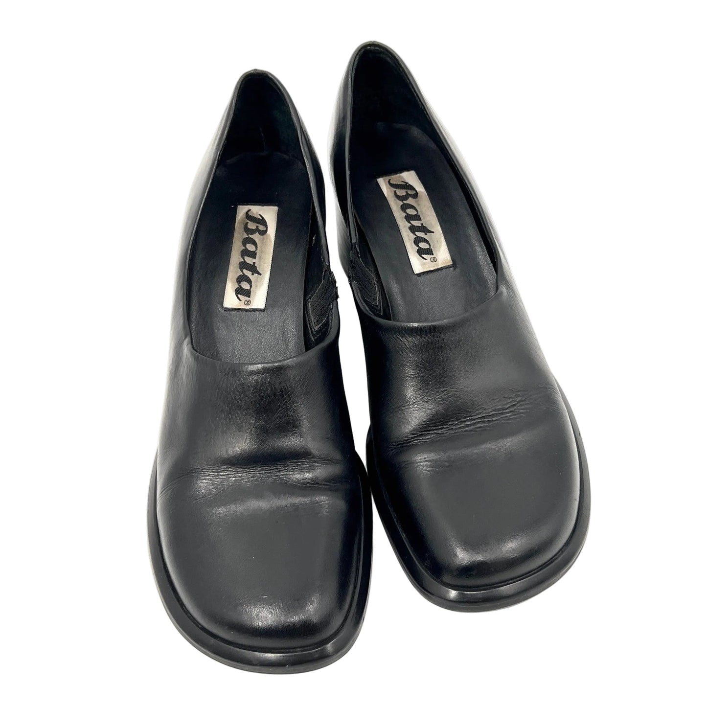 Vintage Square Toe Leather Heel Shoes