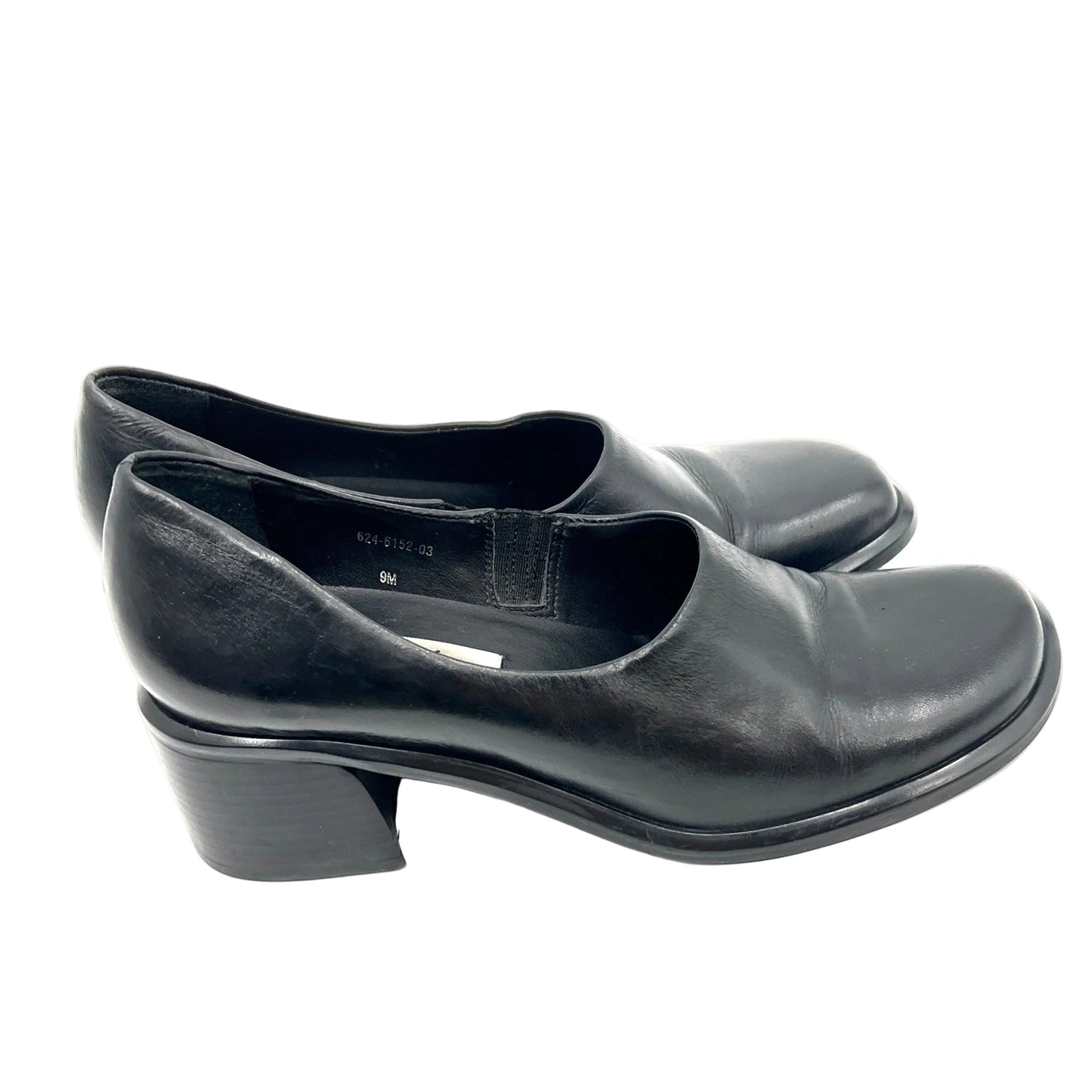 Vintage Square Toe Leather Heel Shoes