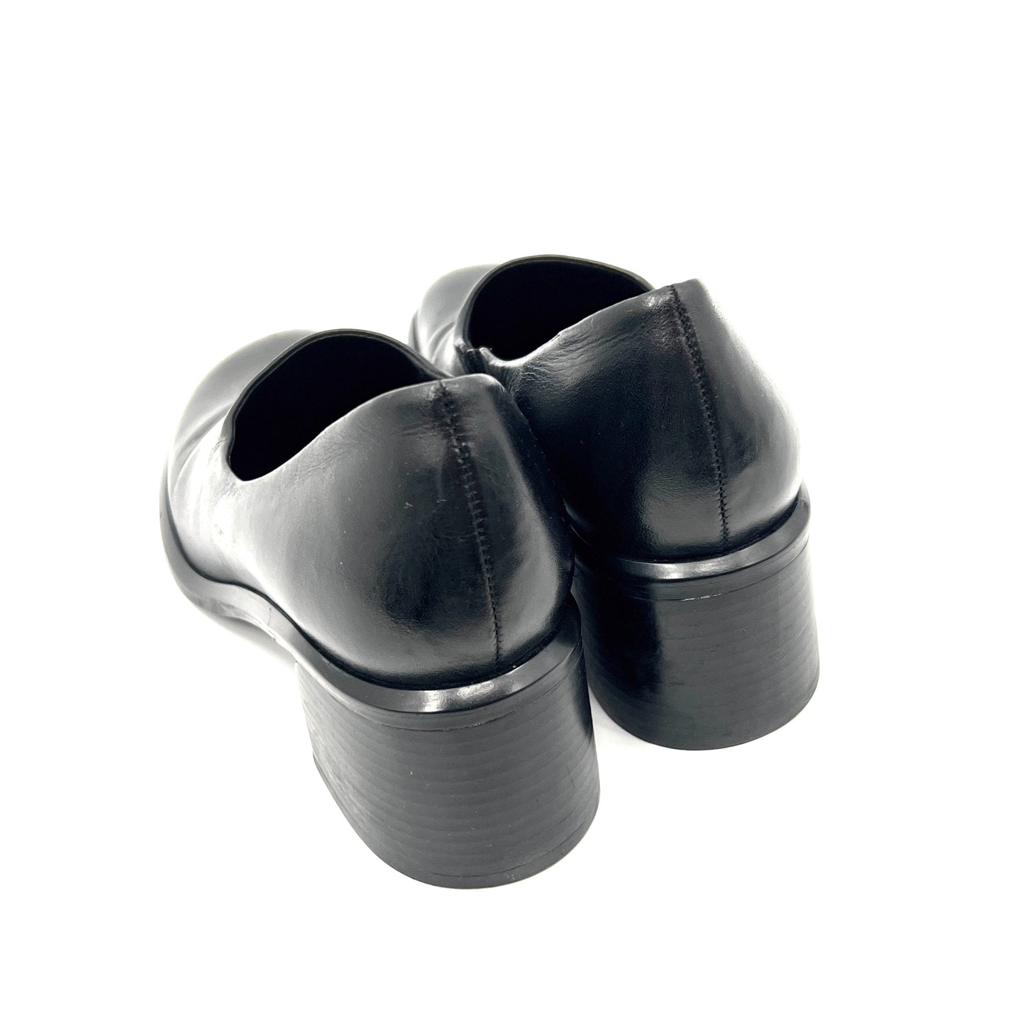 Vintage Square Toe Leather Heel Shoes