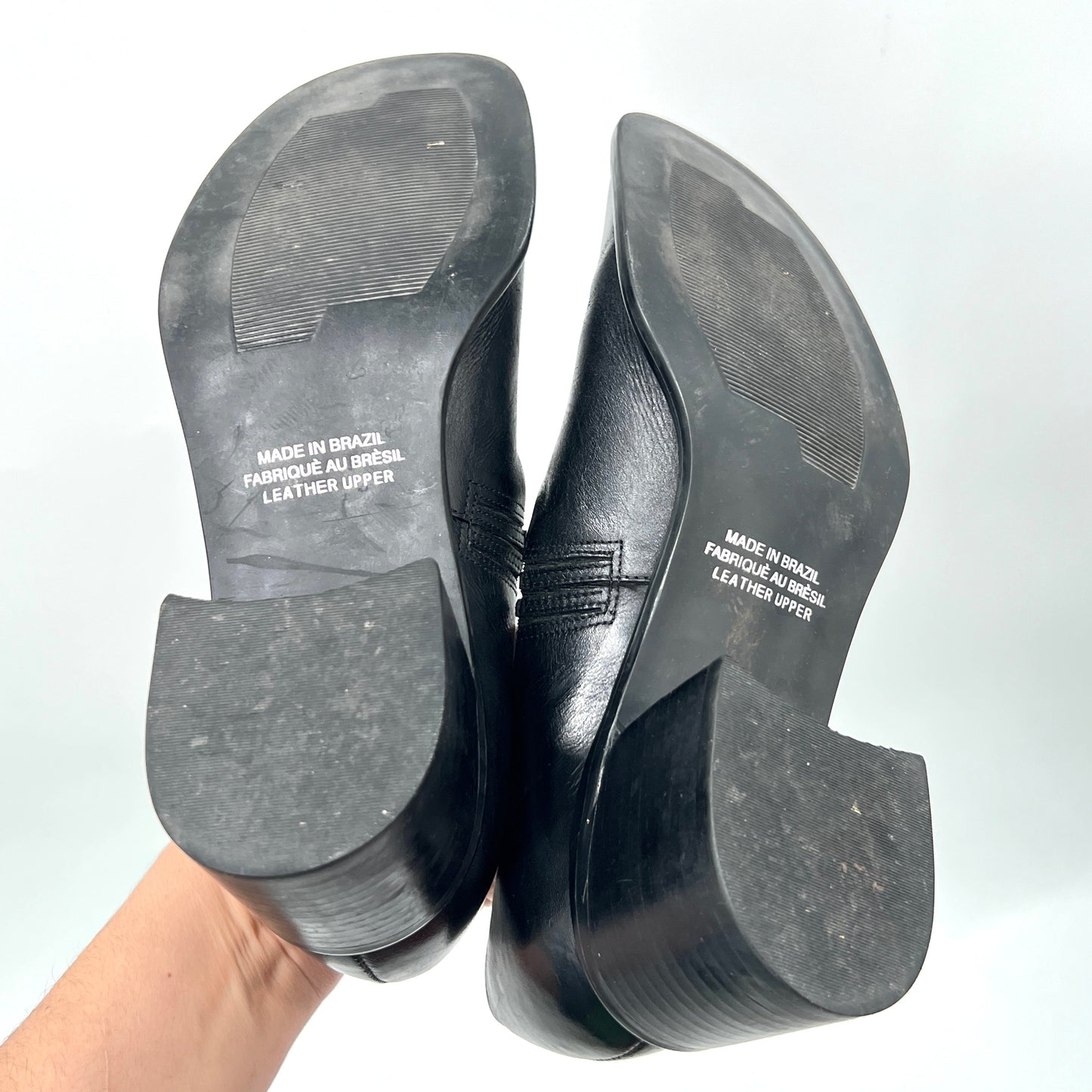 Vintage Square Toe Leather Heel Shoes