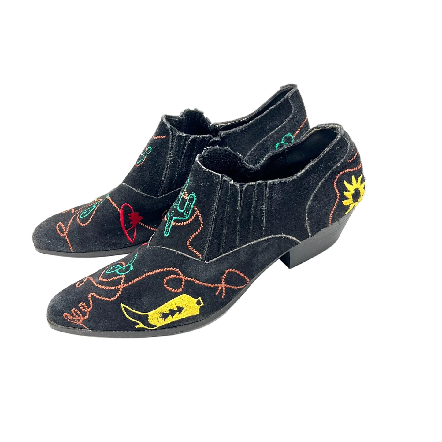 Vintage Suede Embroidered Western Shoes