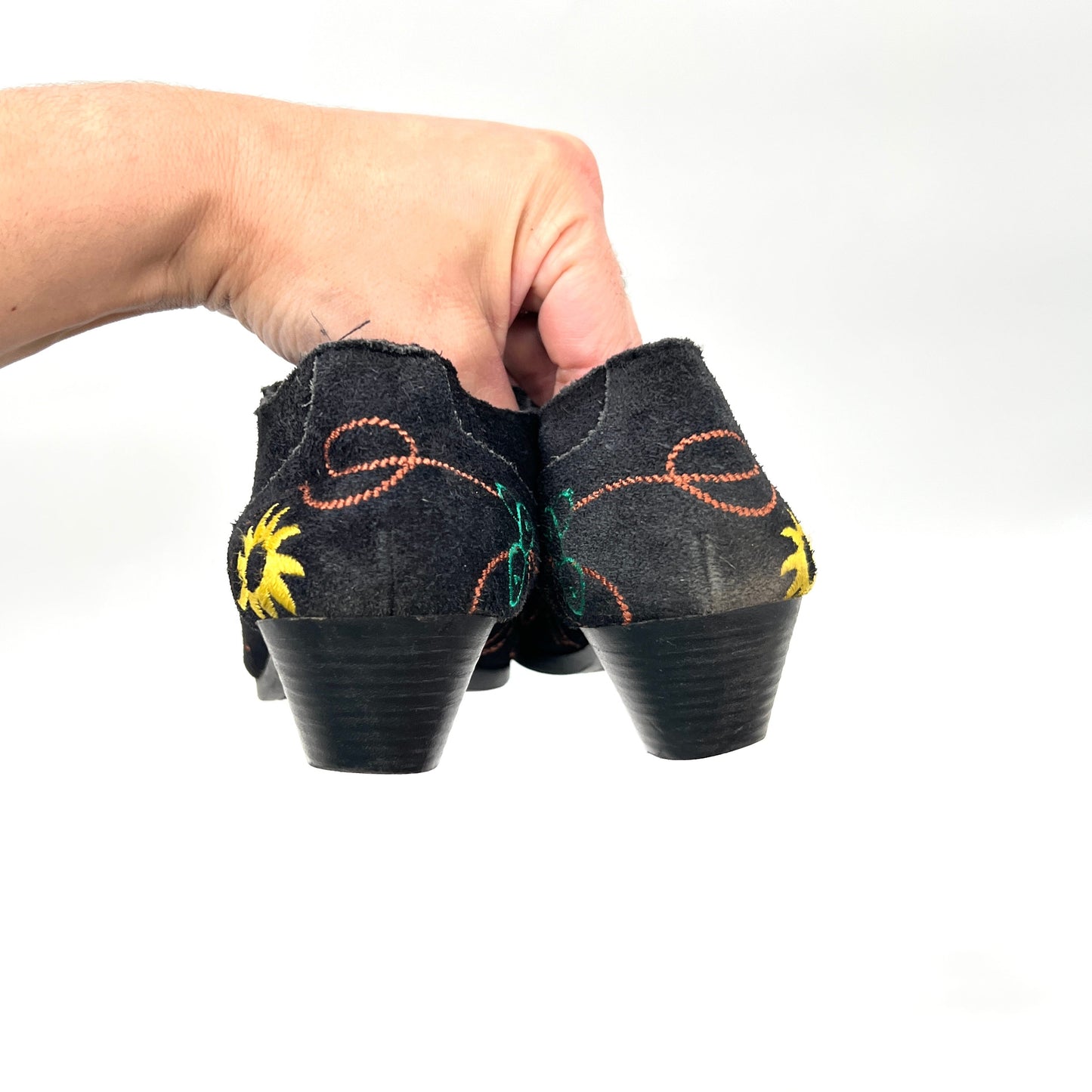 Vintage Suede Embroidered Western Shoes
