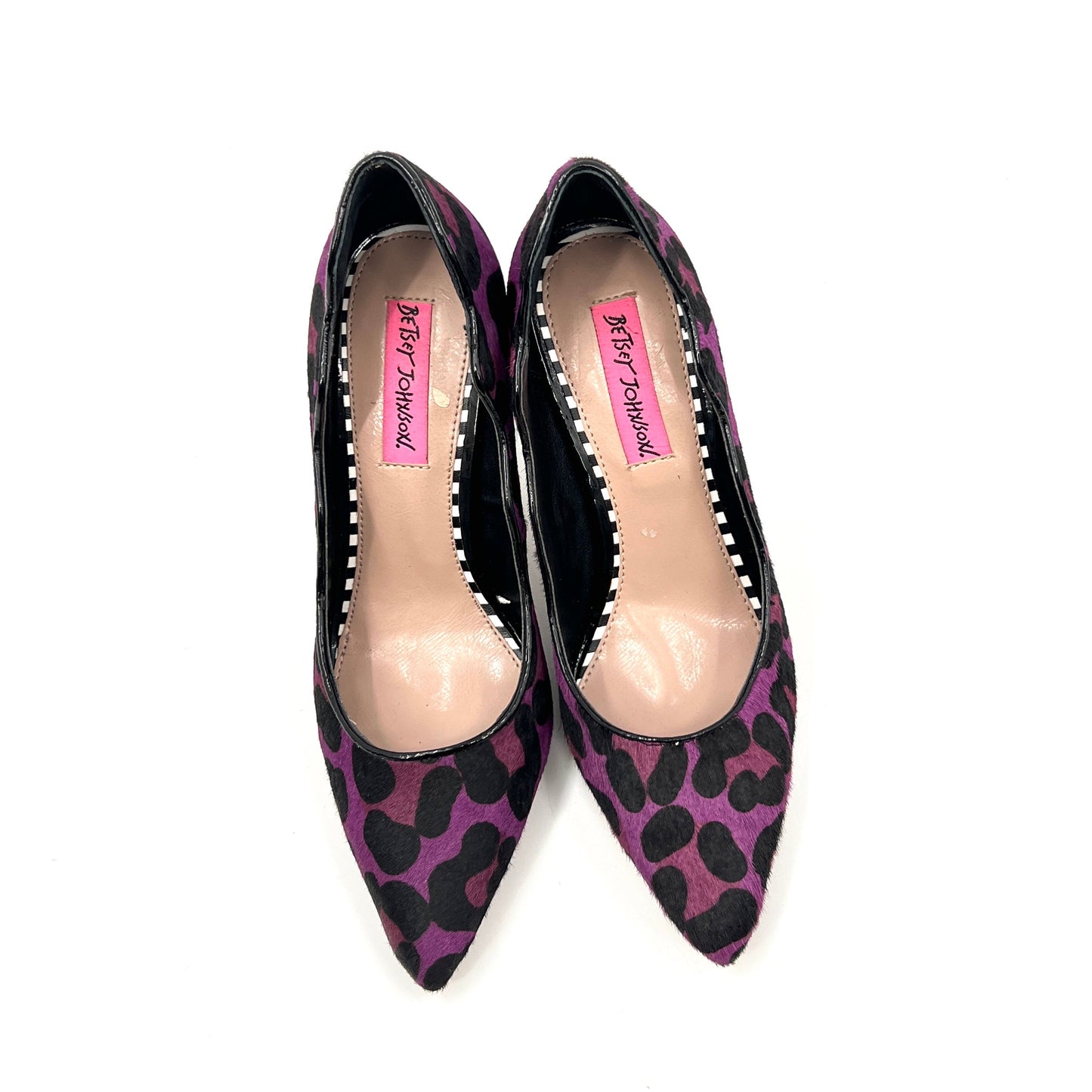 Betsey Johnson Leather Pony Hair Print Heel Shoes