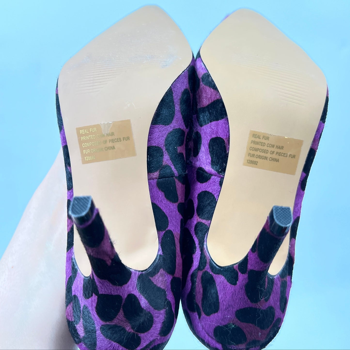 Betsey Johnson Leather Pony Hair Print Heel Shoes