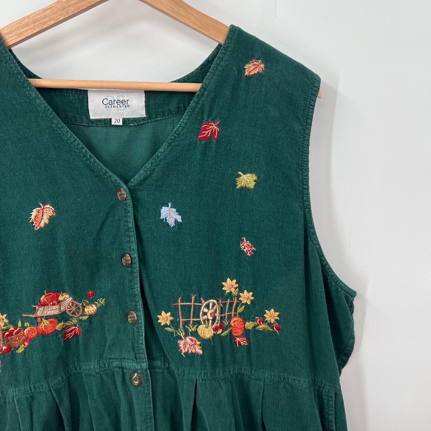 Vintage Corduroy Embroidered Dress