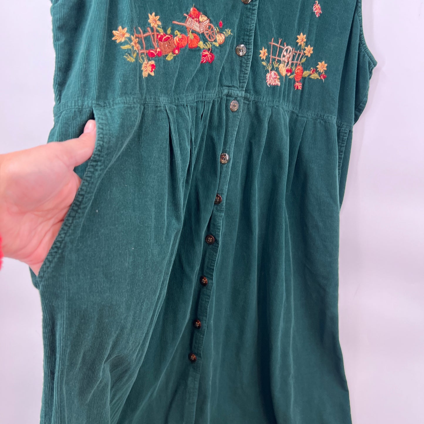 Vintage Corduroy Embroidered Dress