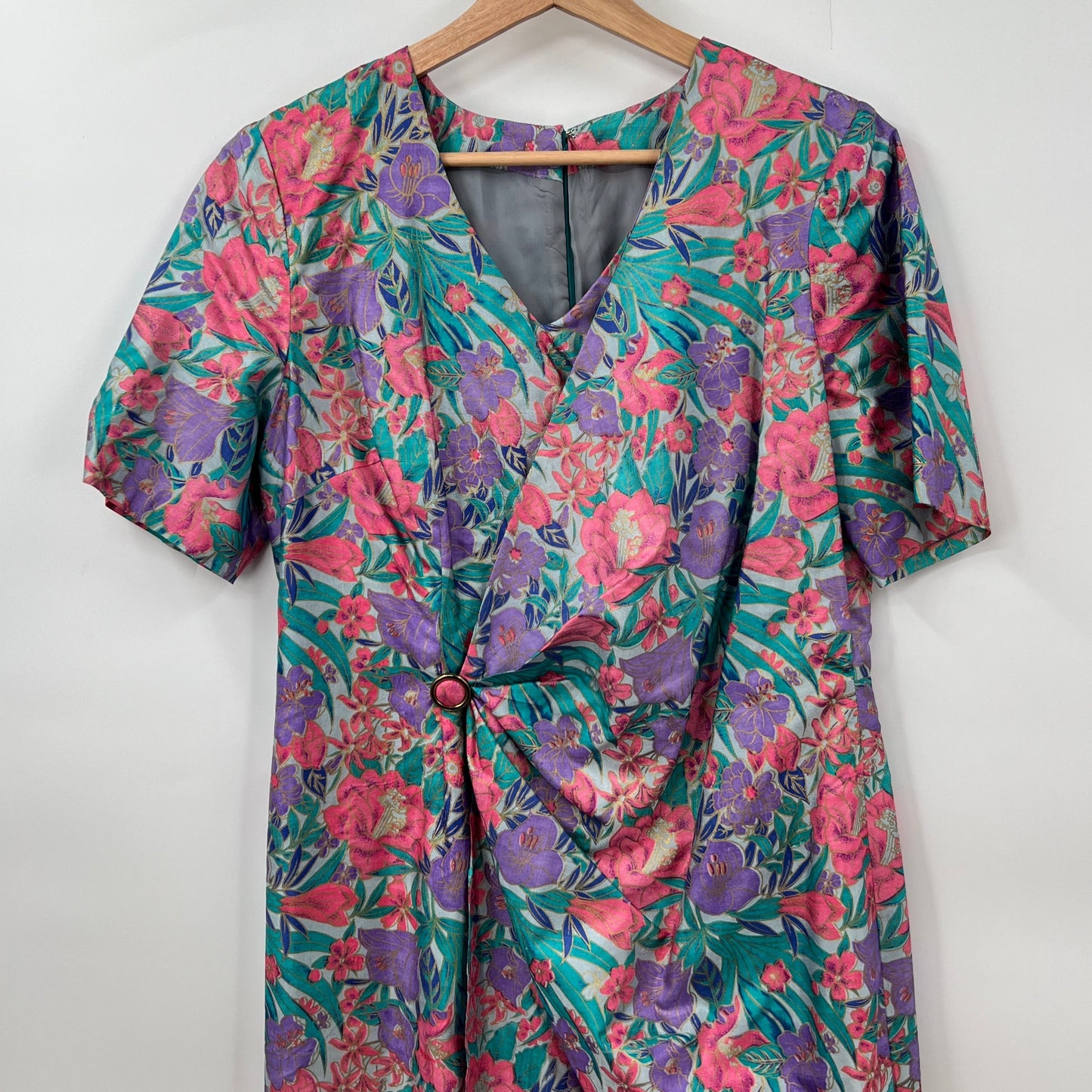 Vintage Floral Faux Wrap Dress