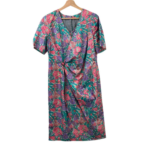 Vintage Floral Faux Wrap Dress