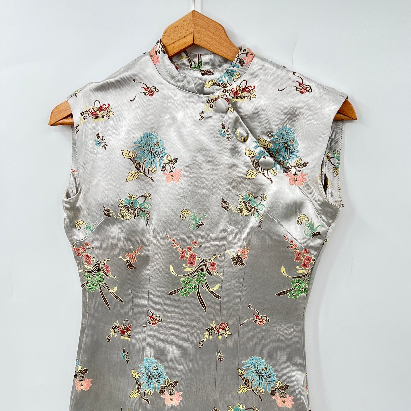 Vintage Floral Printed Cheongsam Dress