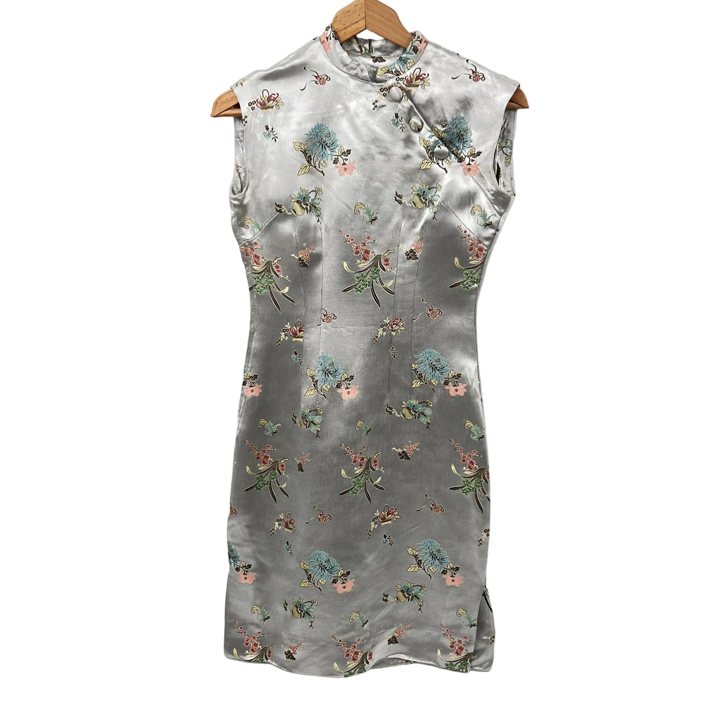 Vintage Floral Printed Cheongsam Dress