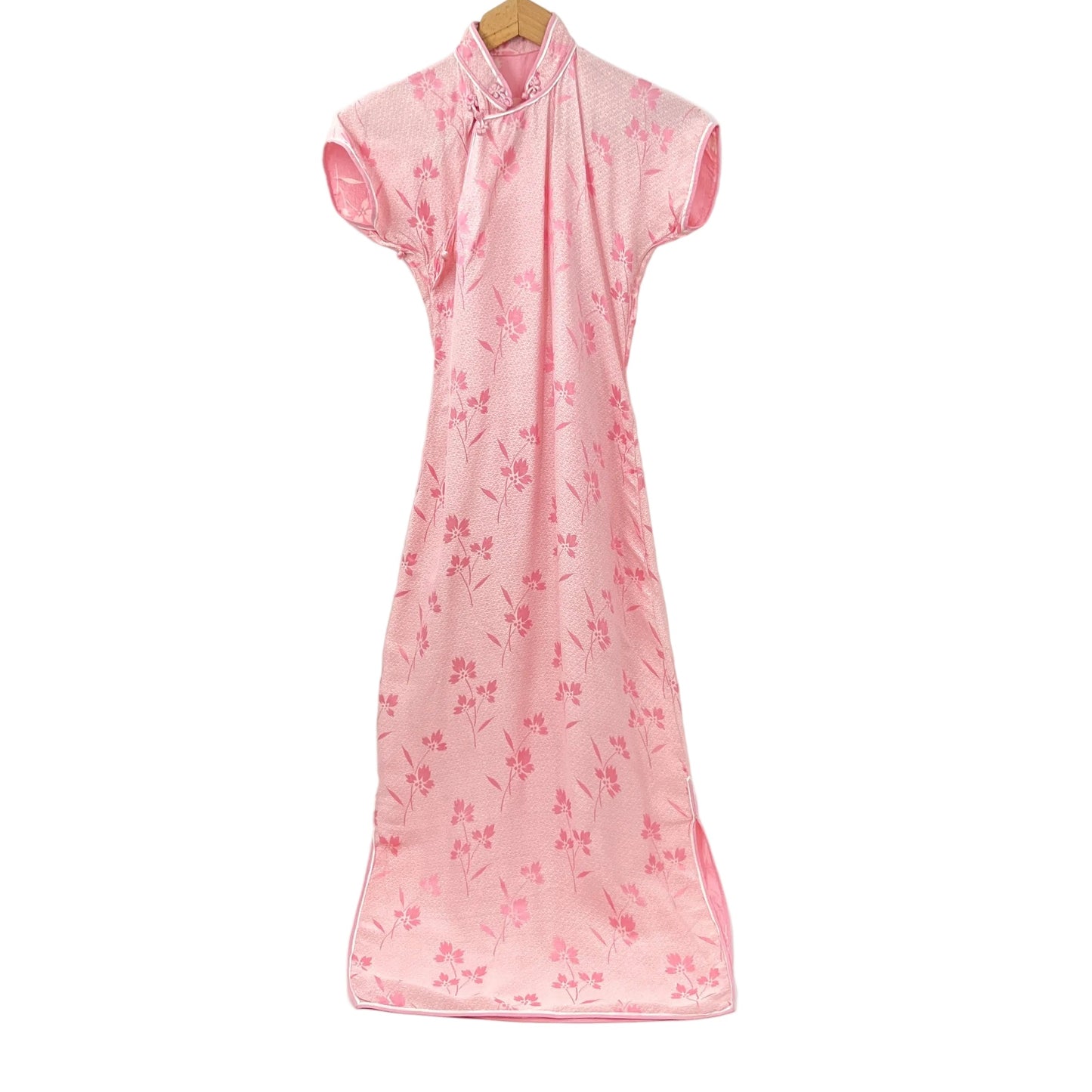 Vintage Silk Cheongsam Dress Pink