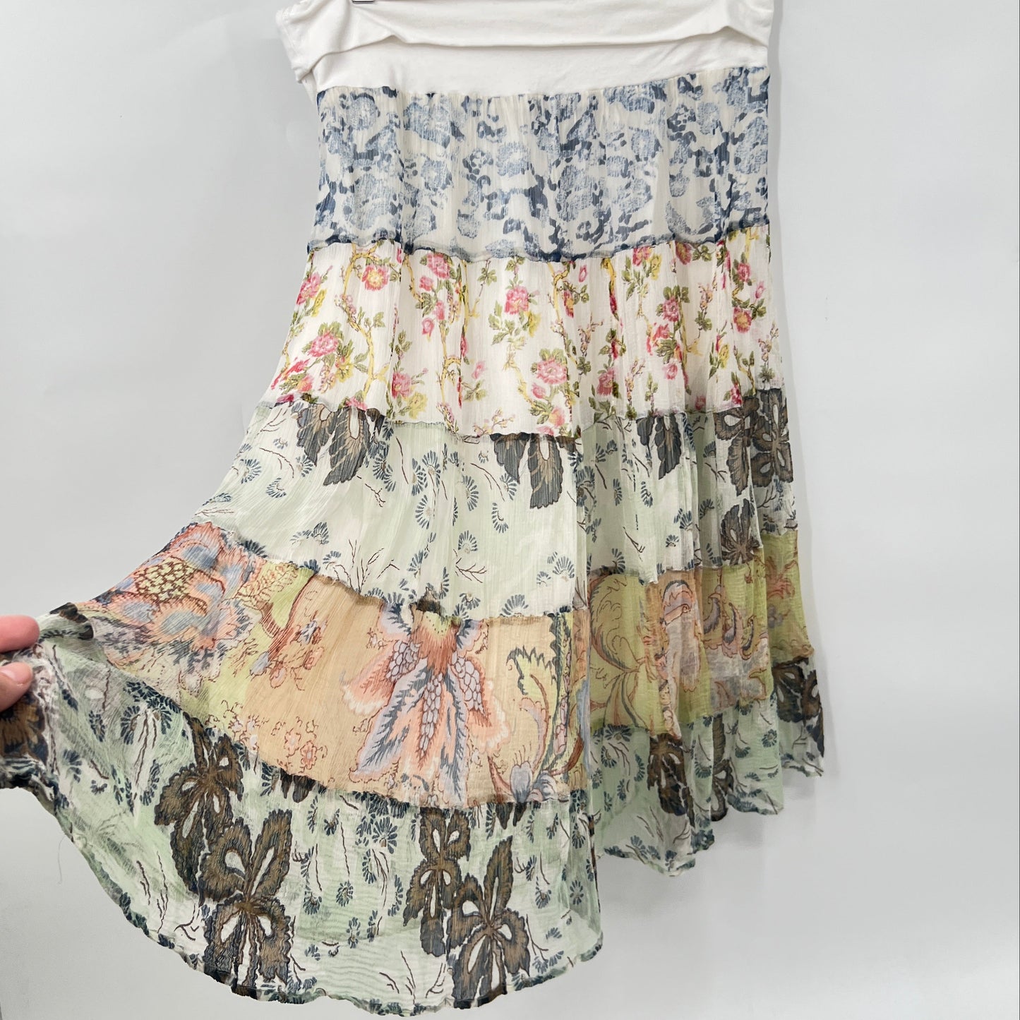 Marvie Folded Waist Tiered Floral Skirt