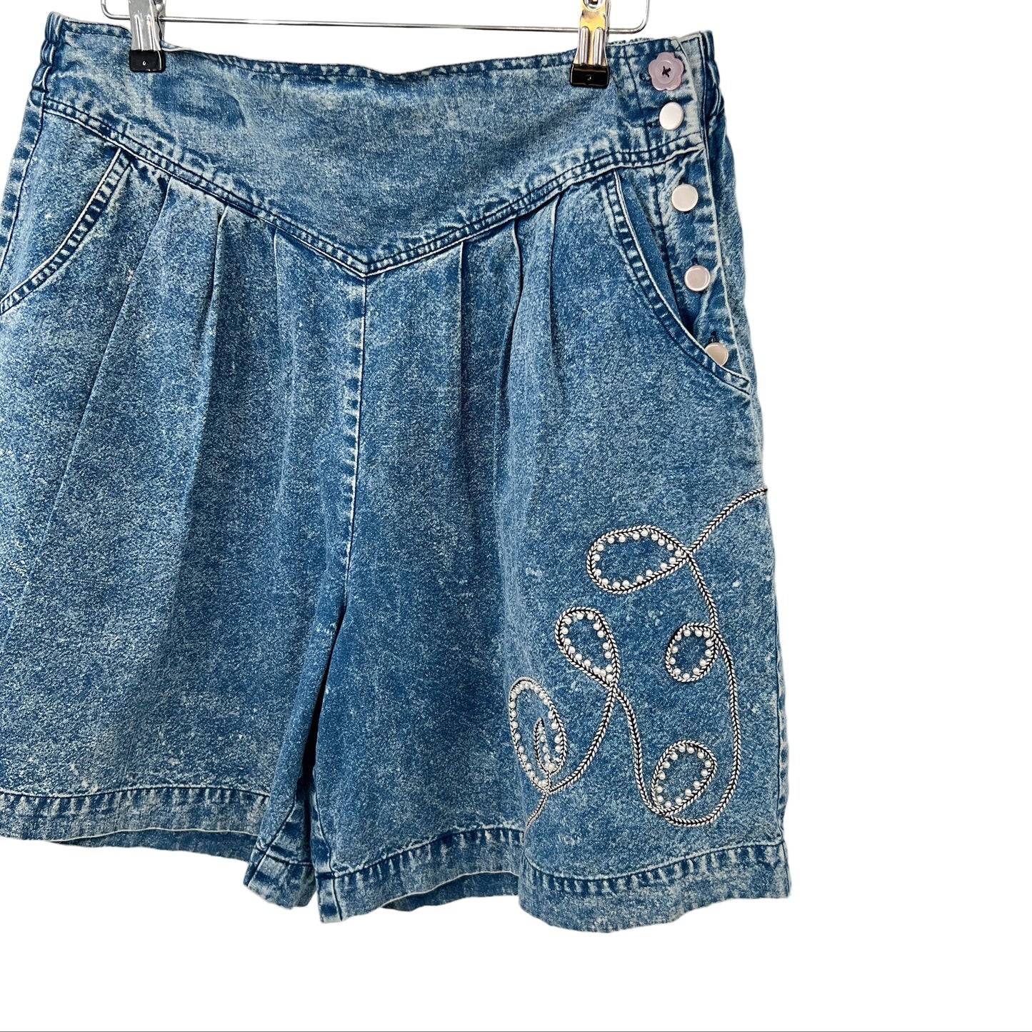 Vintage Acid Wash Pleaded Shorts