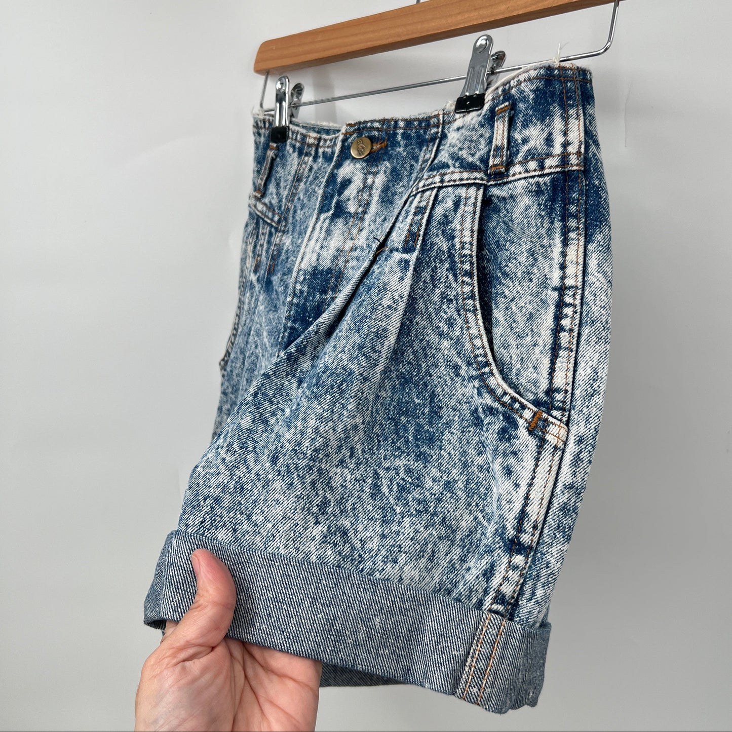 Vintage Chic Acid Wash Denim Shorts