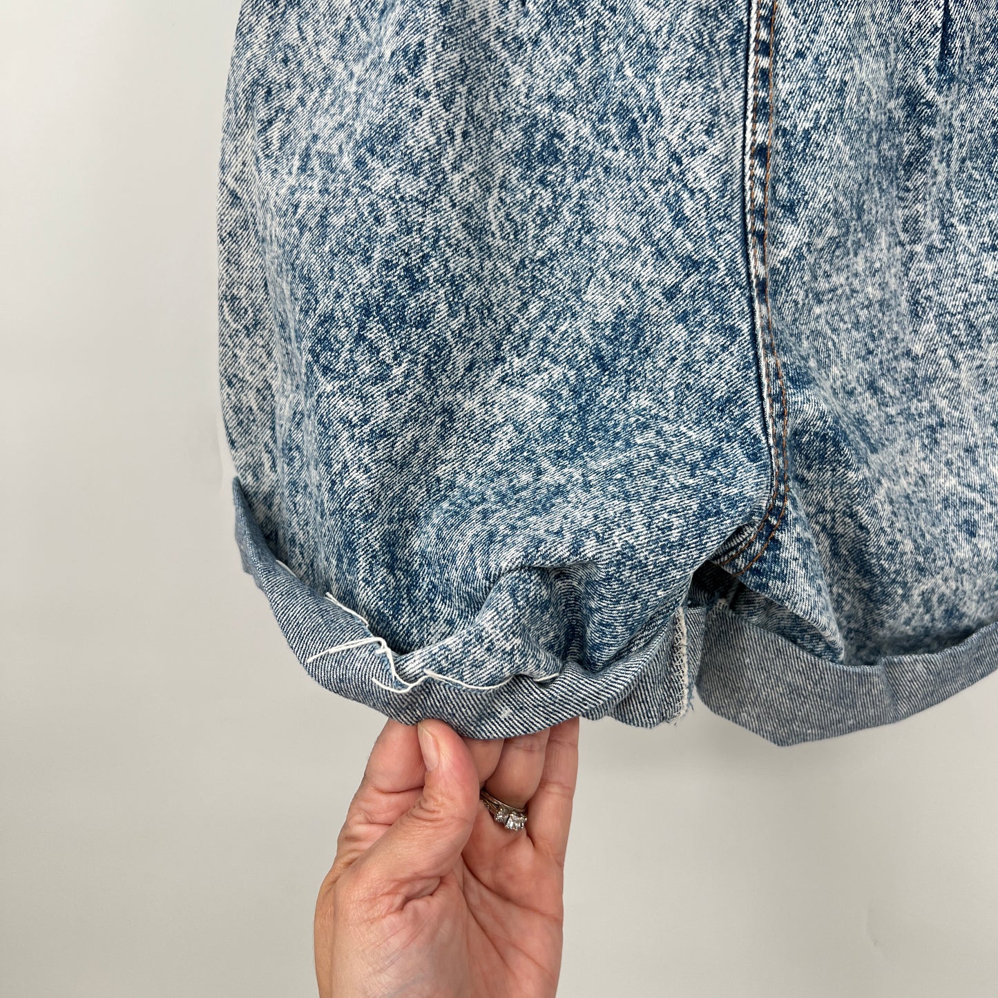 Vintage Chic Acid Wash Denim Shorts
