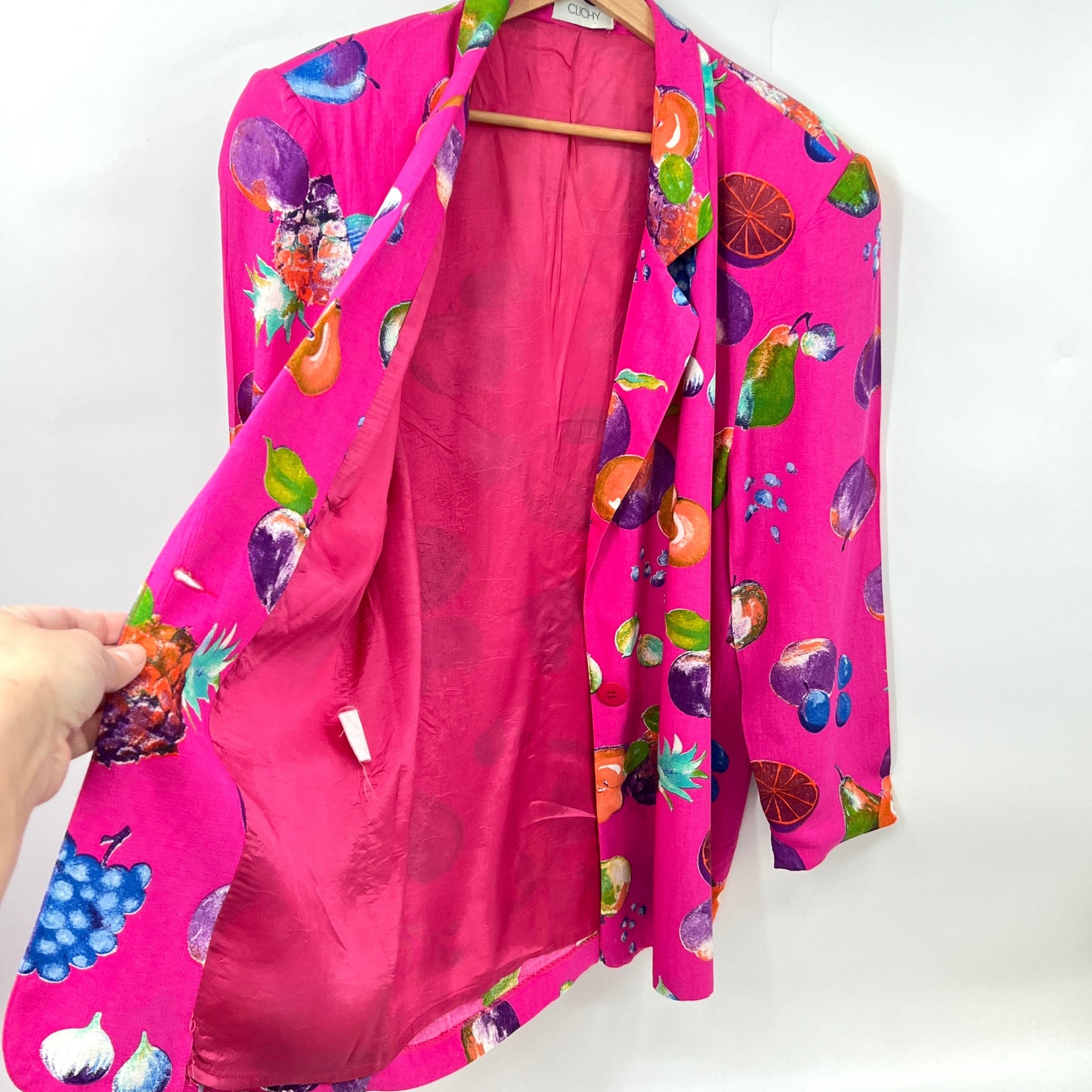 Vintage Clichy Bold Fruits Print Blazer