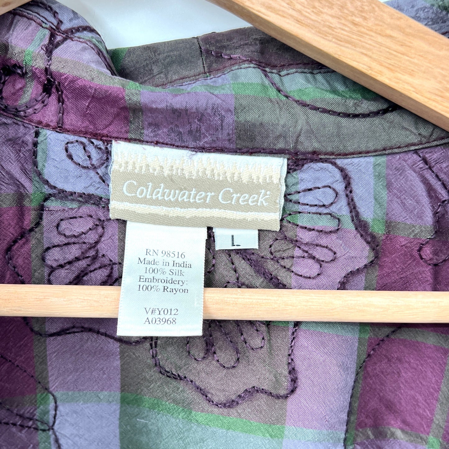 Coldwater Pure Silk Plaid Open Blazer Jacket