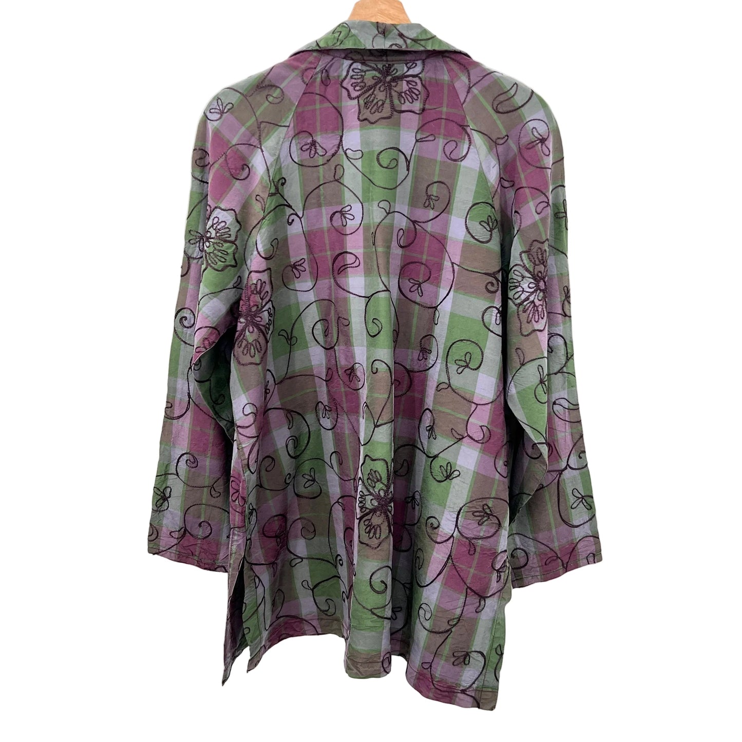 Coldwater Pure Silk Plaid Open Blazer Jacket