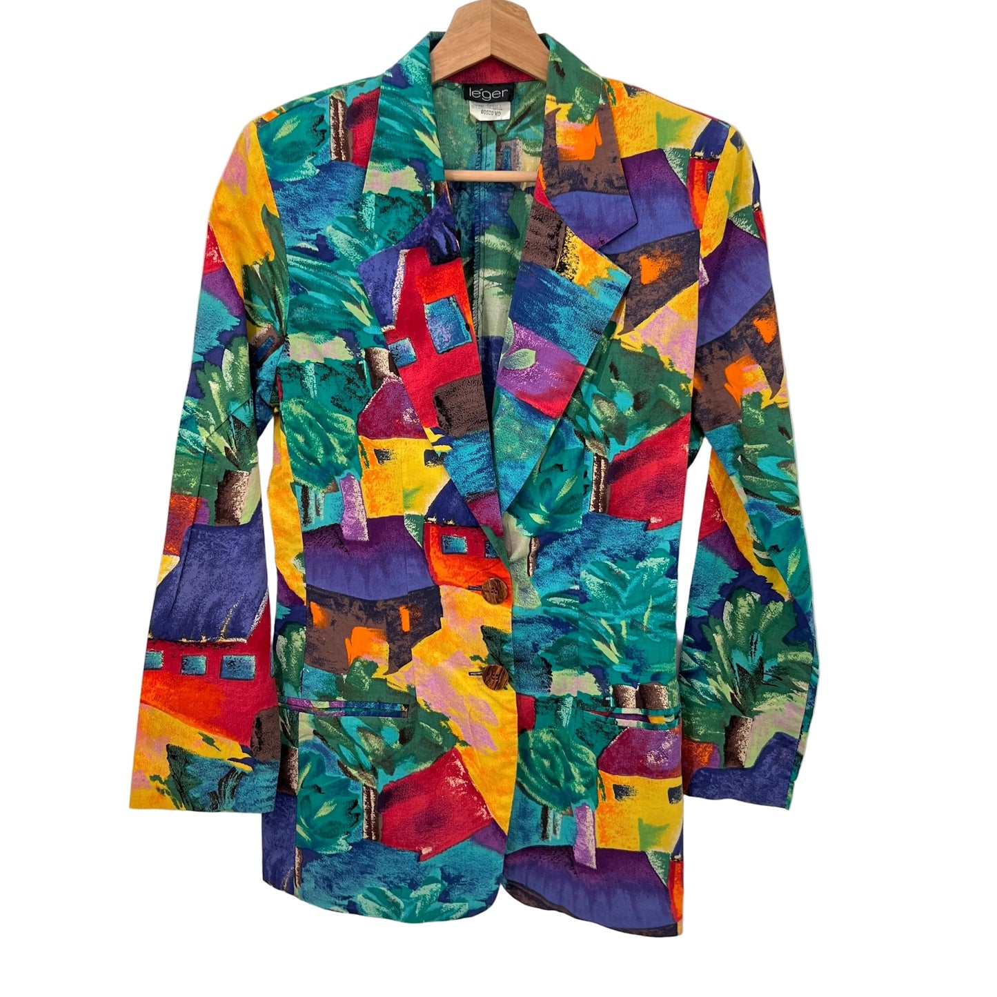 Vintage Leger Village Casonas Prints Cotton Blazer