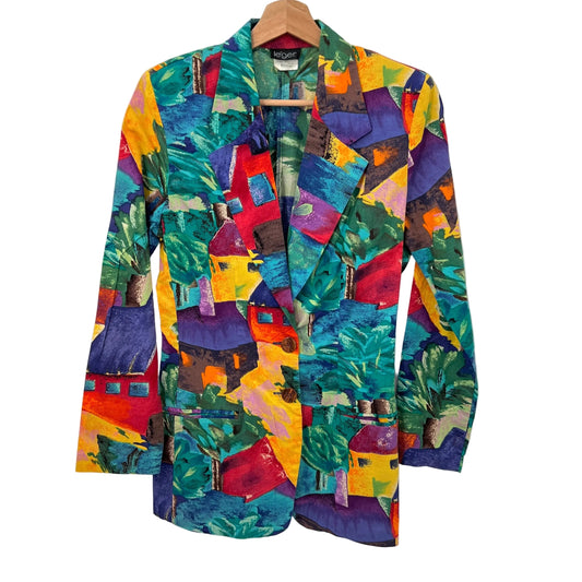 Vintage Leger Village Casonas Prints Cotton Blazer