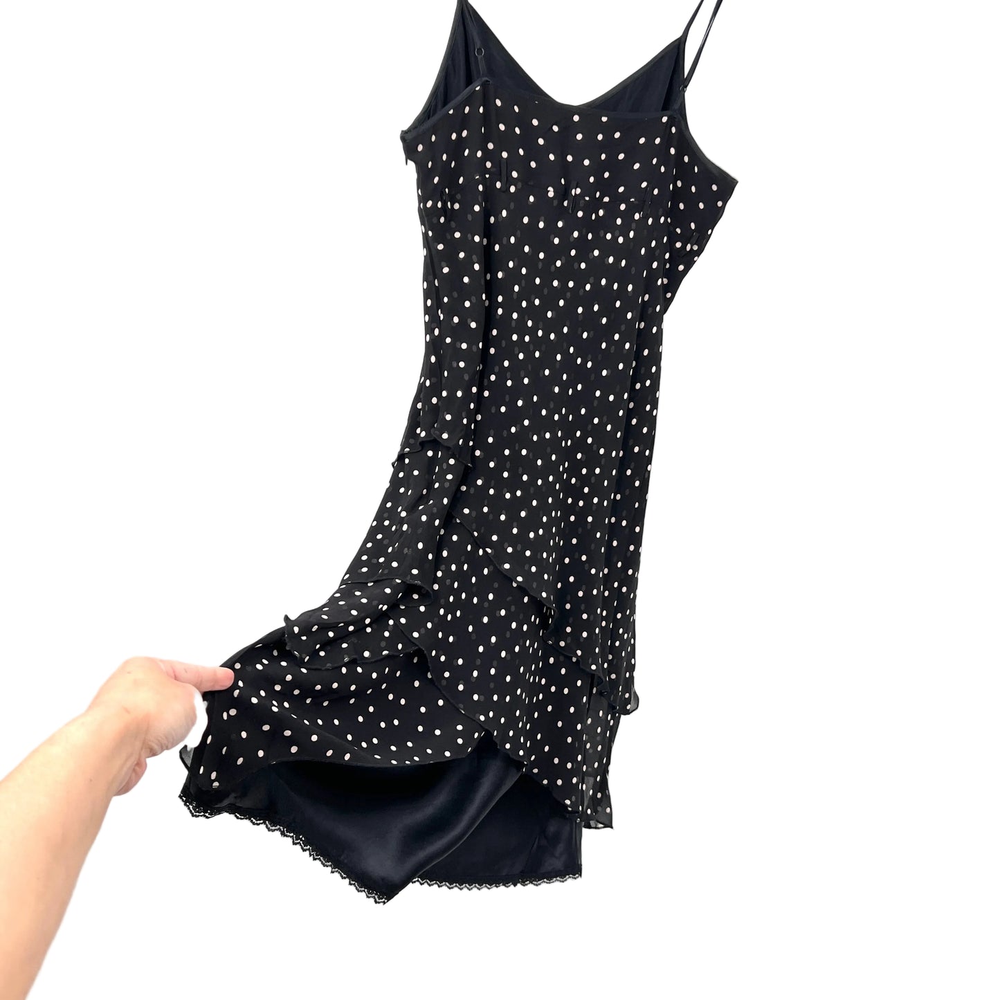 Y2K Pure Silk Polka Dots Midi Dress