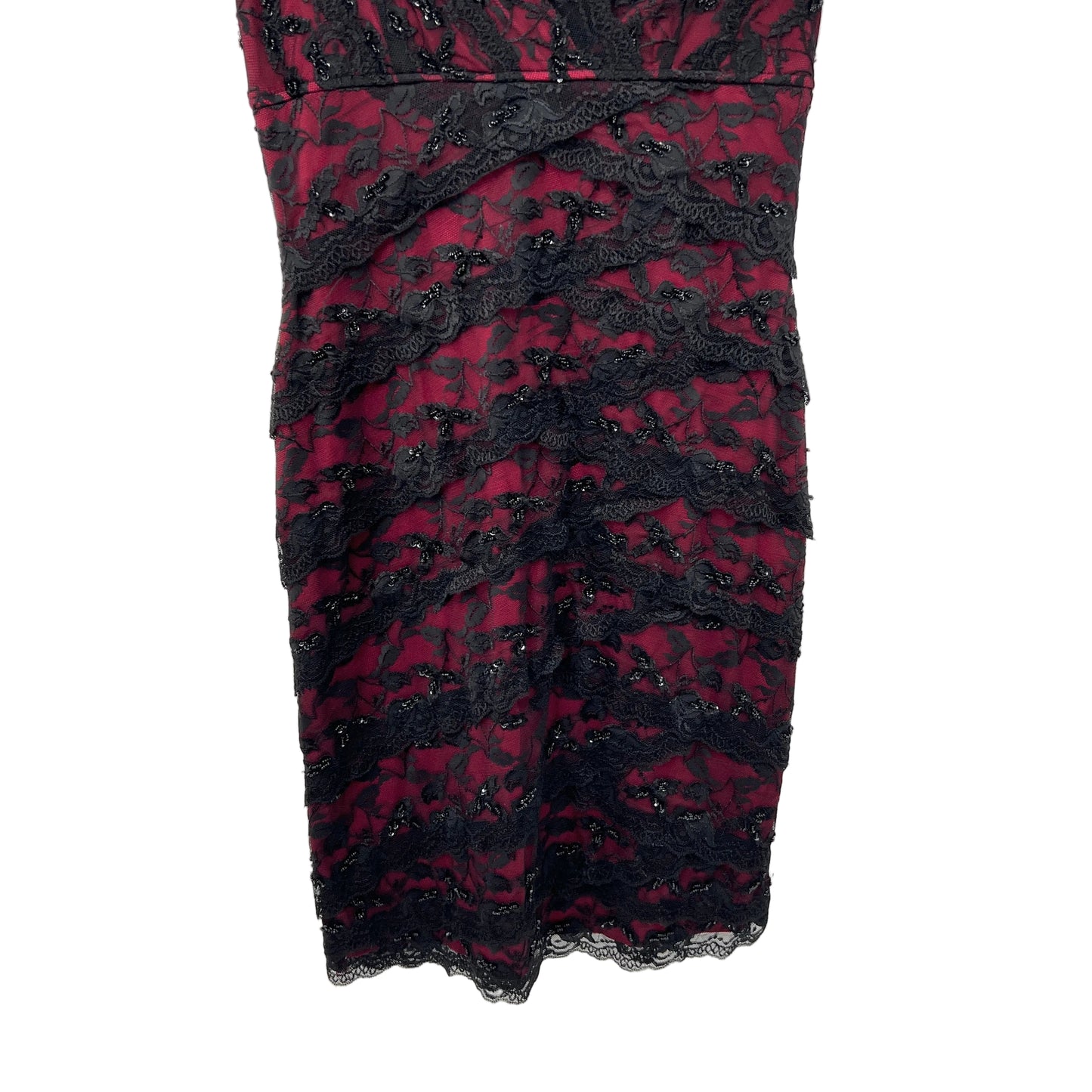 Marina Lace Beaded Form Fitting Midi Dress
