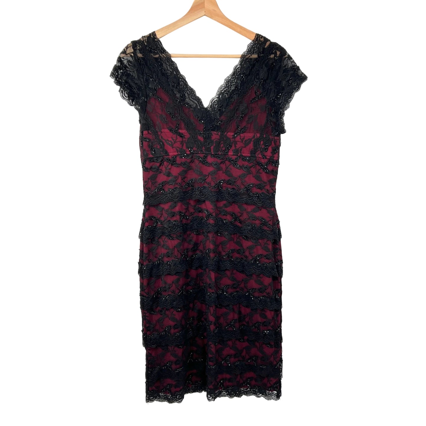 Marina Lace Beaded Form Fitting Midi Dress