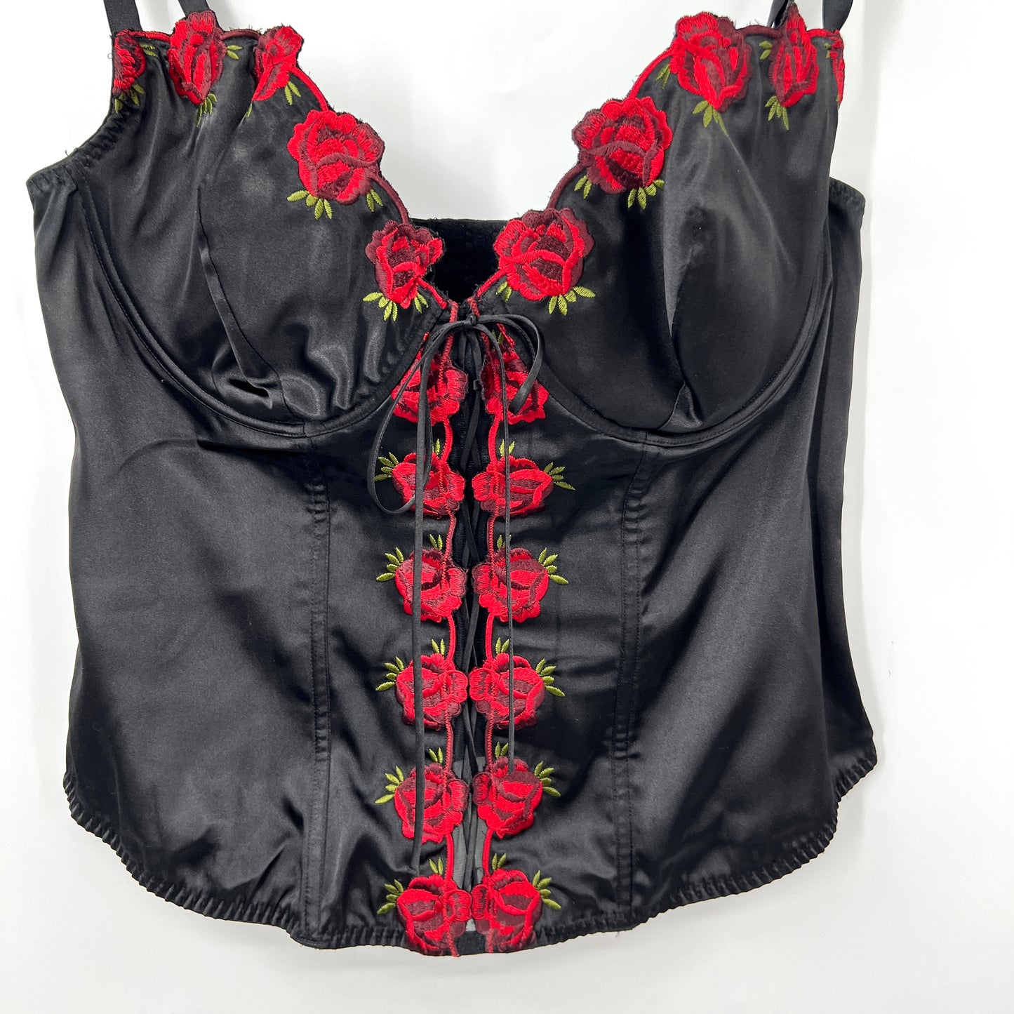 Vintage Lingerie Floral Embroidered Corste Top 2X