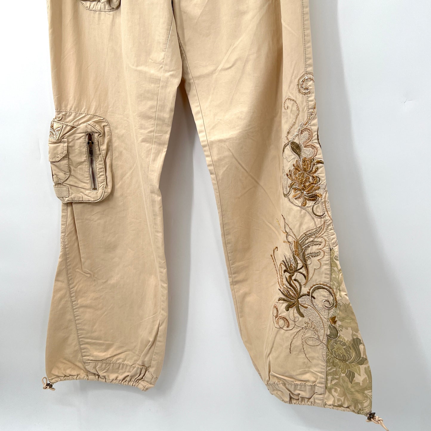 Y2K Castro Low Rise Embroidered Cargo Pants