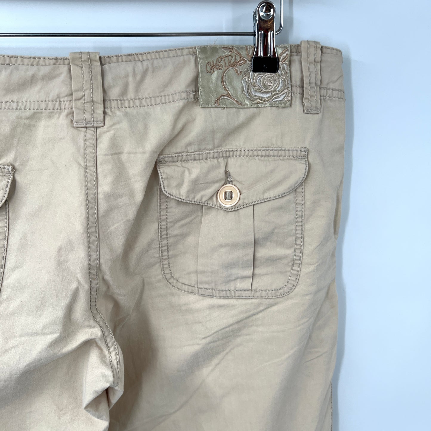 Y2K Castro Low Rise Embroidered Cargo Pants