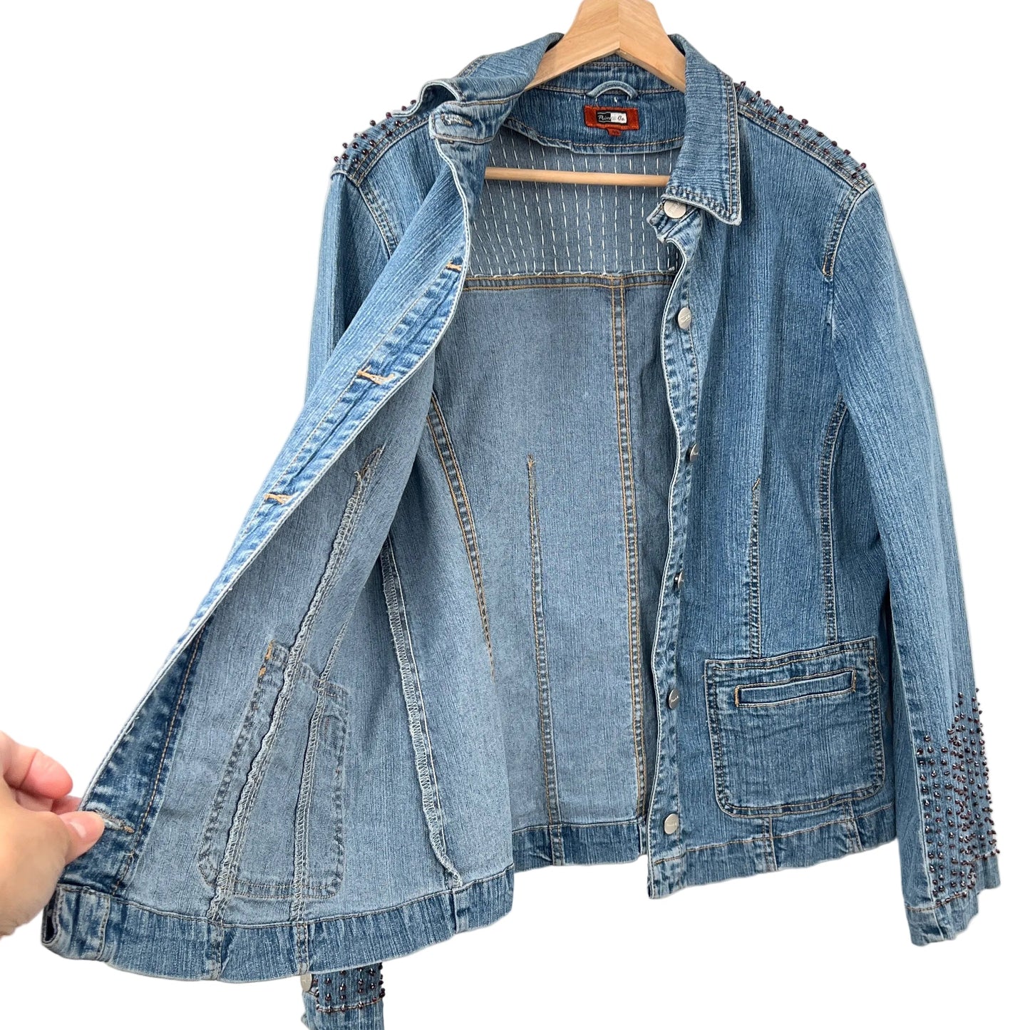 Y2K Handbeaded Denim Jacket Blazer