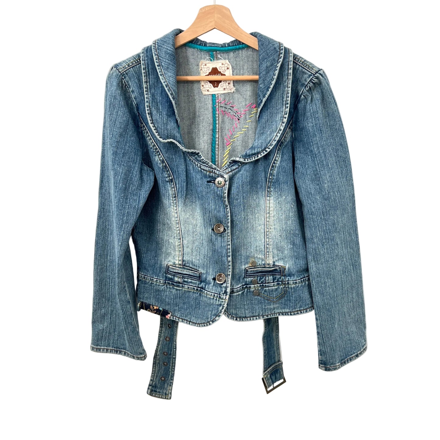Y2K Cassidi Beaded Belted Denim Jacket