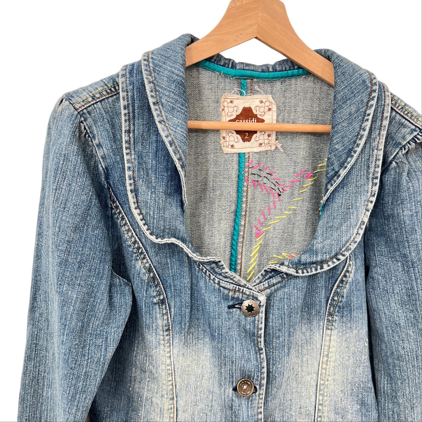 Y2K Cassidi Beaded Belted Denim Jacket