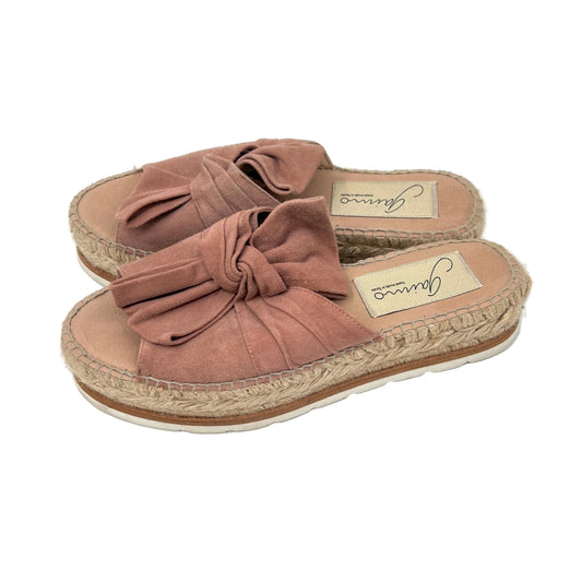Gaimo Leather Bow Platform Spadrille Sandals