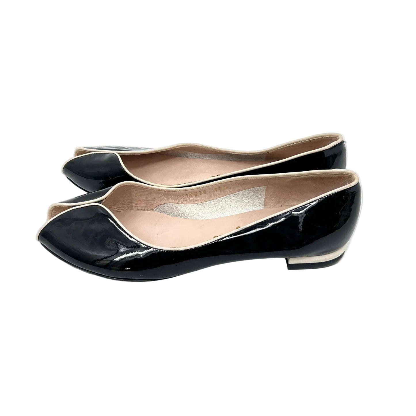 Salvatore Ferragamo Patent Leather Peep Toe Flat Shoes