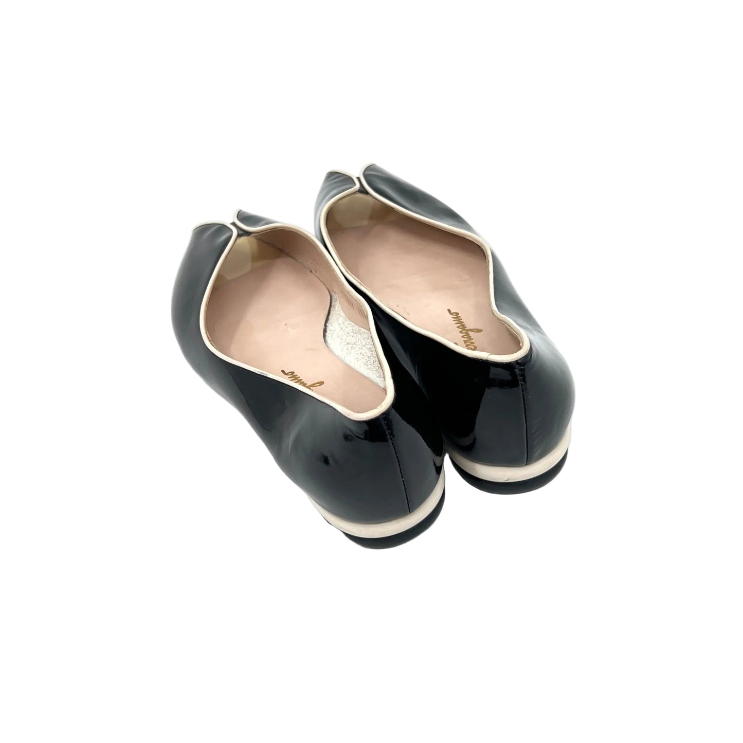 Salvatore Ferragamo Patent Leather Peep Toe Flat Shoes