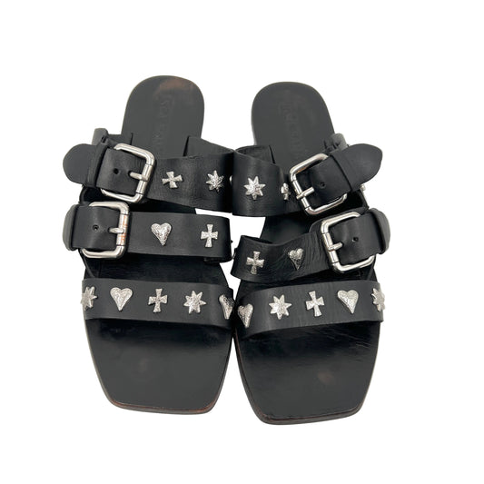 Sol Sana Leather Easwood Metal Studs Flat Sandals