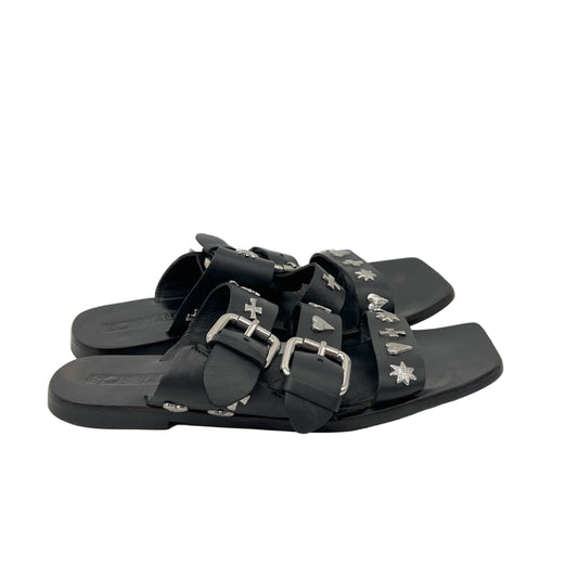 Sol Sana Leather Easwood Metal Studs Flat Sandals