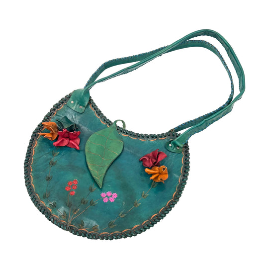 Artisanal Tooled Leather Whimsical Shoulder Bag